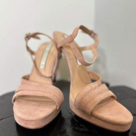 Zara Trafaluck Womens Strappy Suede Stiletto Heel Sandals Size 6US Pink - Picture 1 of 4